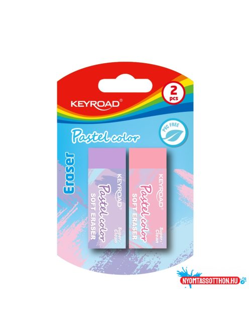 Radír, PVC mentes 2 db/bliszter Keyroad Pastel Color vegyes színek