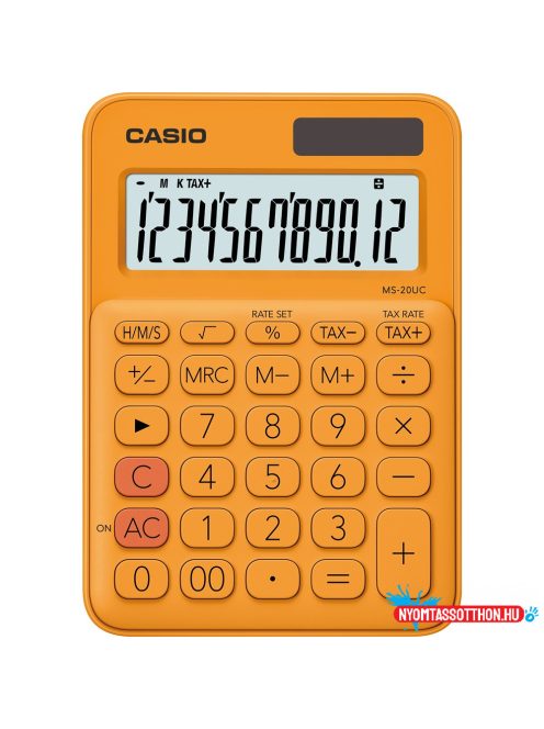 Számológép asztali 12 digit nagy, döntött kijelzõ Casio MS 20 UC narancssárga