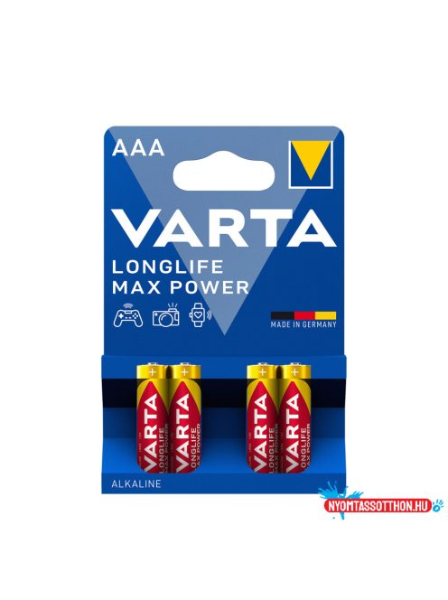 VARTA Longlife Max Power Alkáli Mikro Elem AAA B4