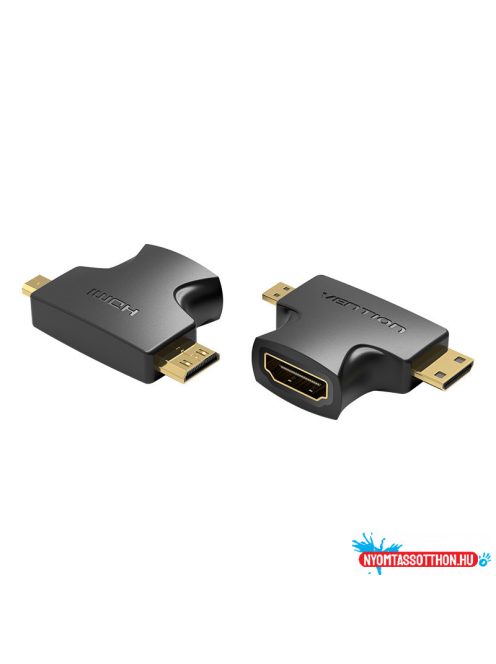 Vention mini HDMI/M & micro HDMI/M -> HDMI/F, (2in1, fekete), adapter