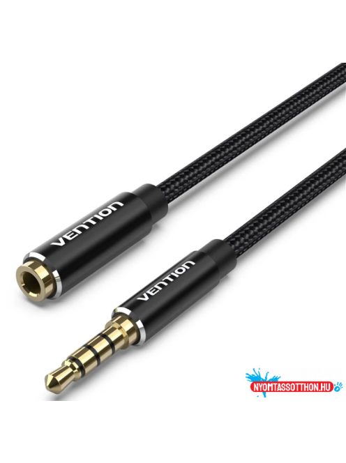 VENTION Szövet TRRS 3.5mm M to 3.5mm FeM Audio Hossz. kábel  10M Black