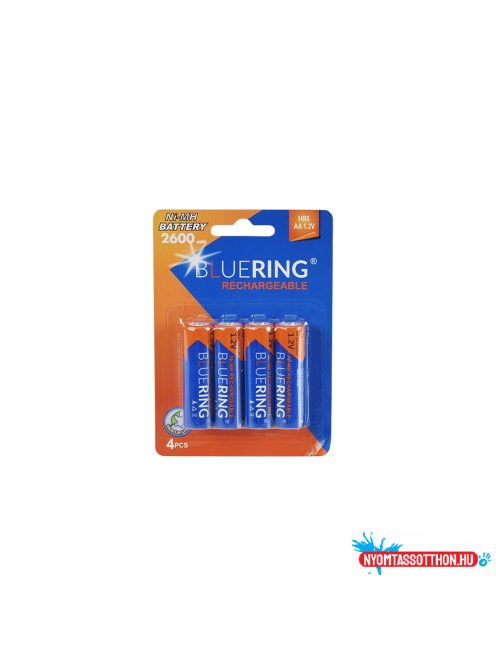 Elem tölthetõ akku AA ceruza HR6 2600mah 4 db/csomag, Bluering(R)