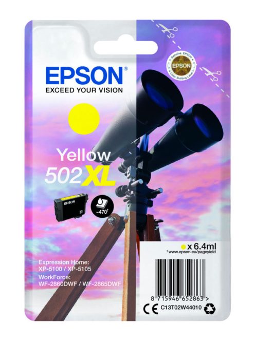 Epson T02W4 502XL Patron Yellow 6,4ml (Eredeti)