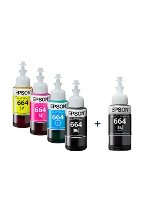 Epson T6641-T6644 tinta szett + 1db T6641 fekete tinta (eredeti)