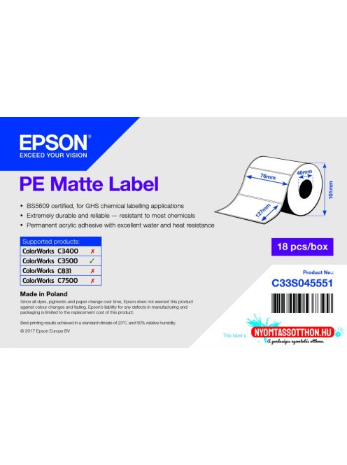 Epson 76mm*51mm, 535 matt inkjet cimke