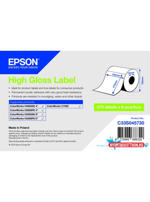 Epson 105mm x 210mm 273 magasfényű címke