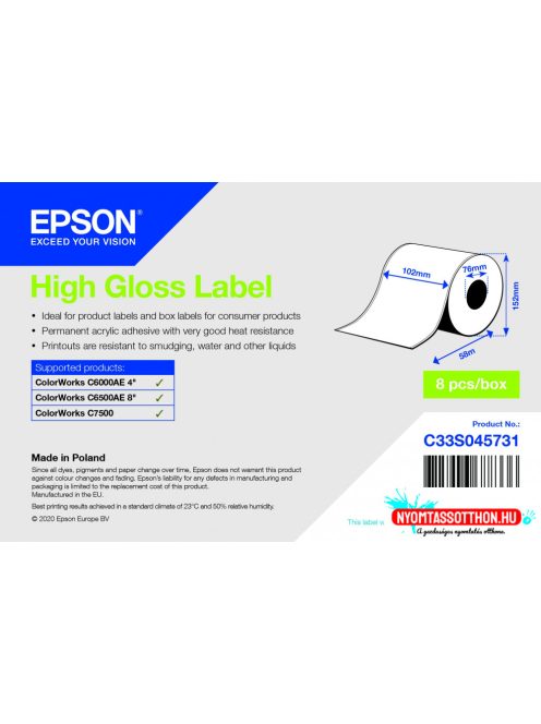 Epson 102mm X 58m high gloss címke