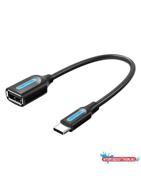 Vention USB-C 2.0/M ->  USB-A/F, 0,15m, (OTG,fekete,PVC), kábel