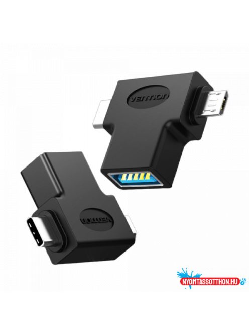 Vention USB 3.0 -> micro USB + USB-C , (fekete, hármas elosztó), adapter