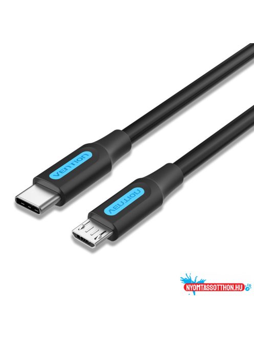 Vention USB-C 2.0/M ->  Micro B/M, 0,5m, (2A, fekete), kábel