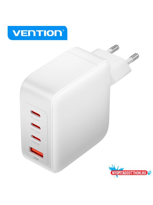 Vention 4-port USB-C+C+C+A (140W/140W/30W/18W 4-portos, GaN, fehér),1,5m, töltő