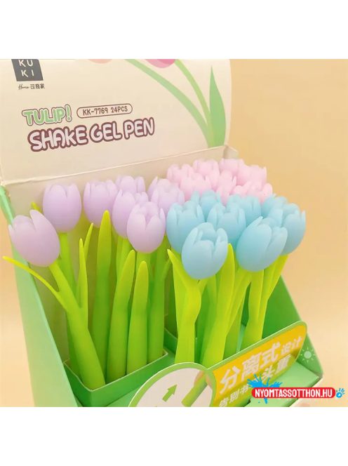 Tulipán fekete zselés toll, 0.5mm