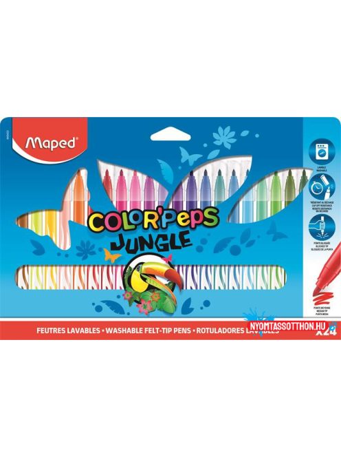 Filctoll készlet, 2,8 mm, kimosható, MAPED "Color'Peps Jungle", 24 különböző szín