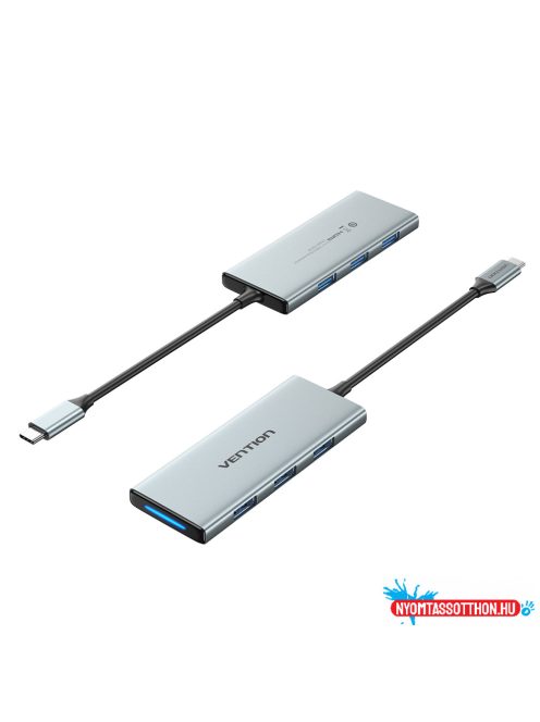 VENTION USB-C to HDMI/USB 3.0x3/SD/TF/PD Dokkoló 0.15M Gray Aluminum Alloy Type