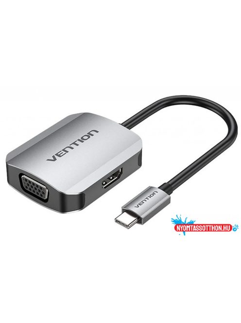 VENTION USB-C to HDMI/VGA/USB 3.0 x3/PD Dokkoló 0.15M Gray Aluminum Alloy Type