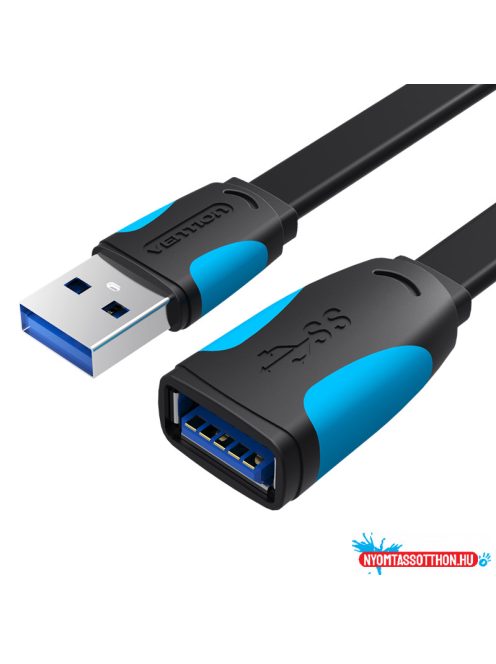 Vention USB 3.0 (hosszabbító, lapos, fekete), 0,5m, kábel