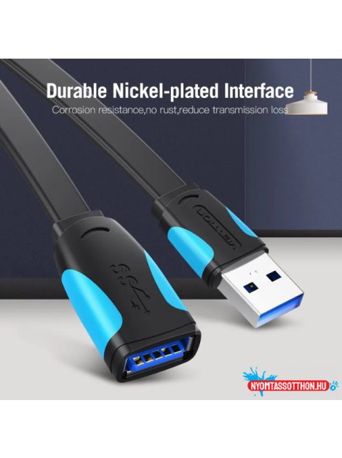 VENTION KÁBEL Lapos USB3.0 Hosszabbító Kábel 1.5M Black